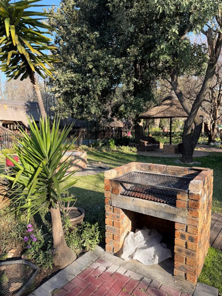 Braai area and lawn under the trees
